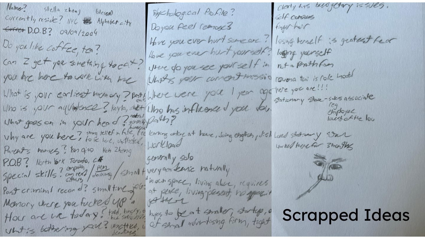 Scrapped Ideas — handwritten notes and brainstorming